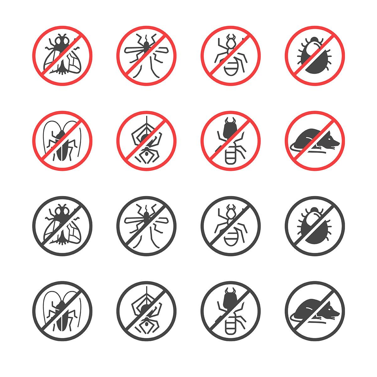 A Set Of No Insects Icons On A White Background — Beutels Pest & Weed Control In Metford, NSW