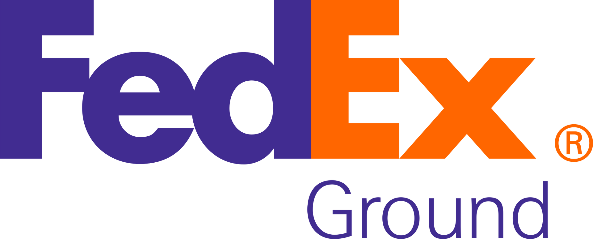 The fedex ground logo is purple and orange