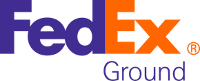 The fedex ground logo is purple and orange