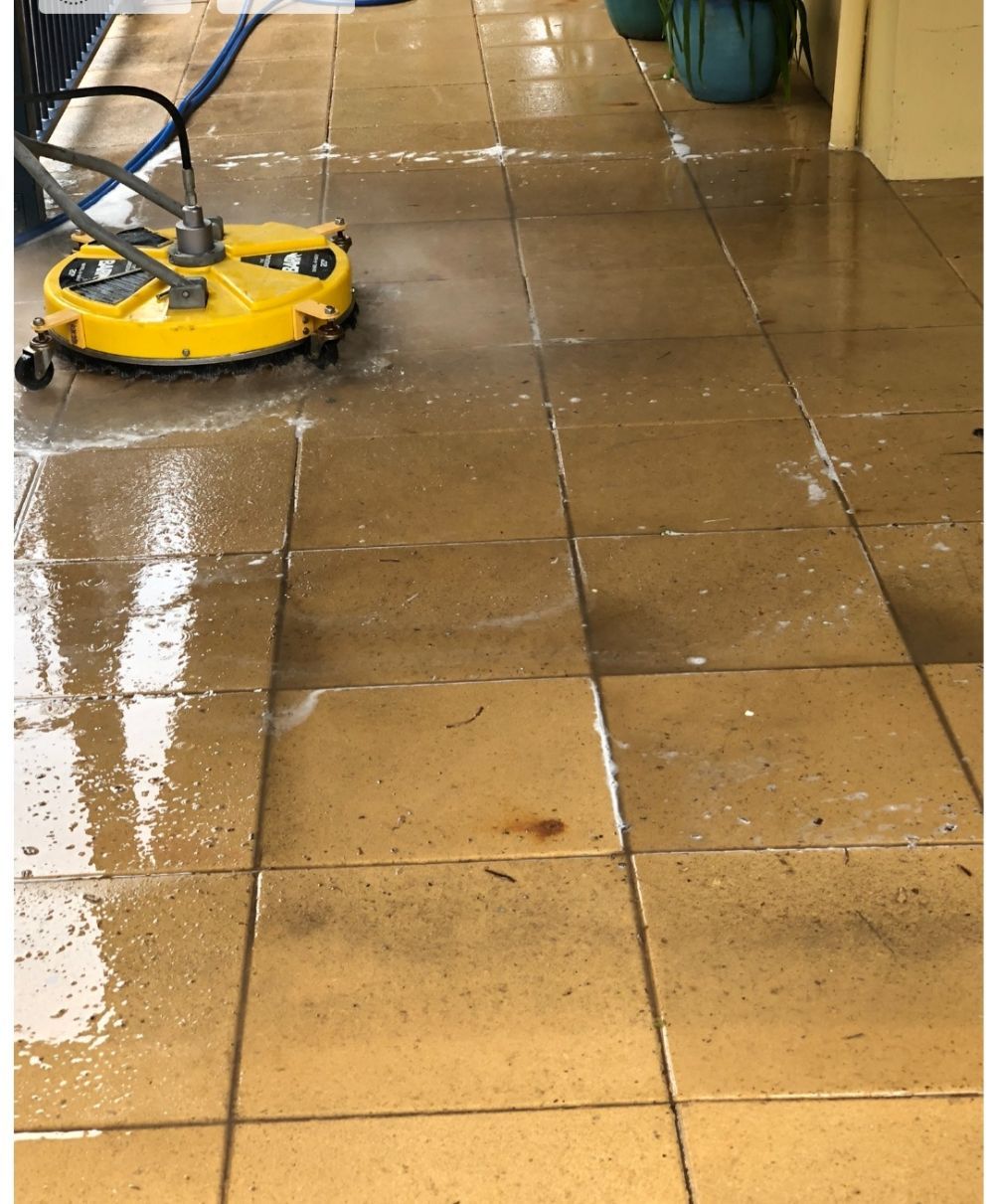 Before Cleaning The Patio Using Floor Polisher — Cleaners in Sunshine Coast, QLD