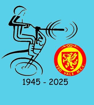 A drawing of a person riding a bike and the year 1945-2021