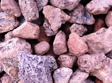 A pile of rocks that are purple in color