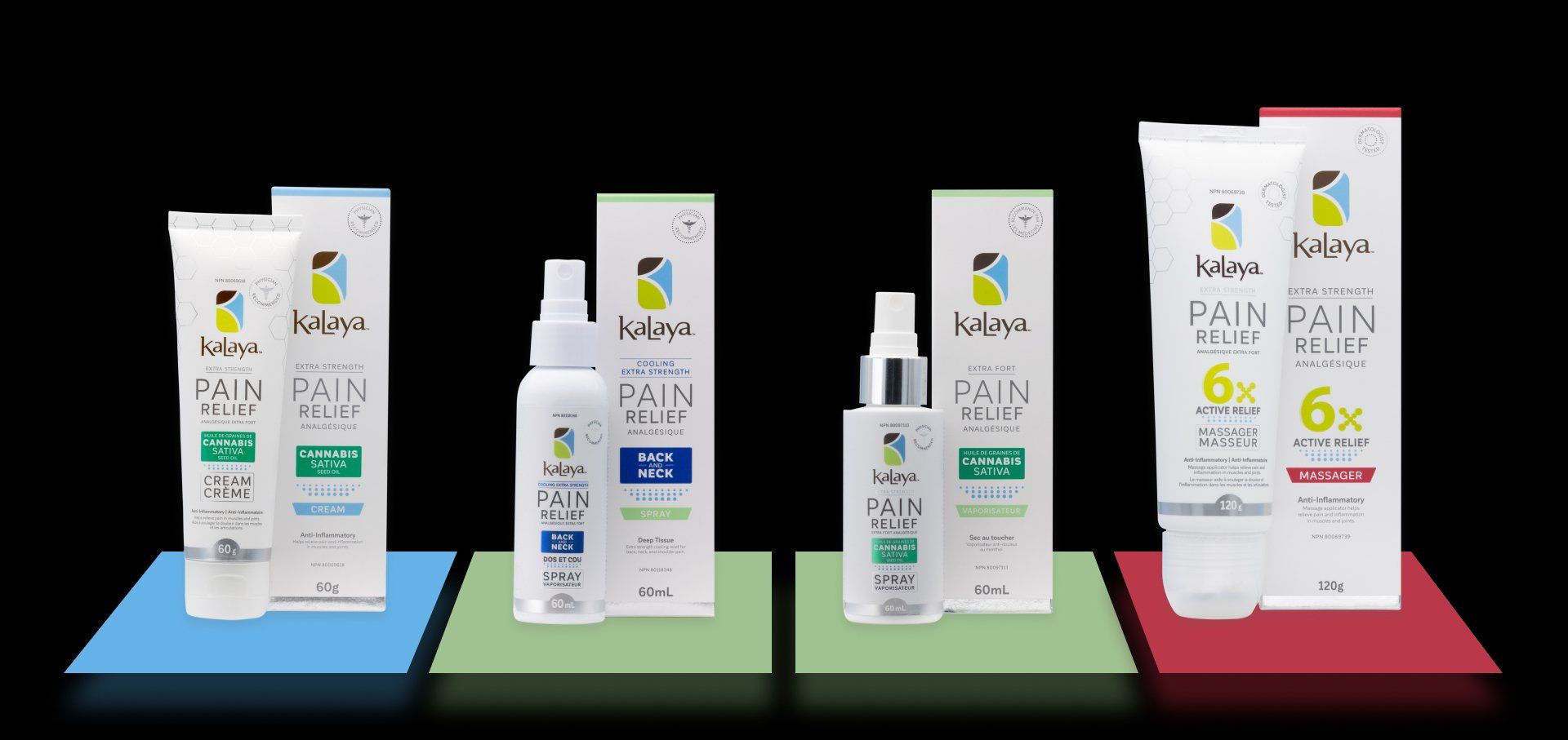 A variety of pain relief products are on display