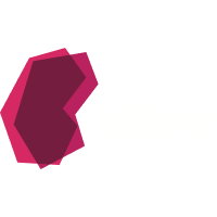 A pink and purple geometric shape on a white background.