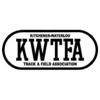 A black and white logo for the kitchener-waterloo track and field association.