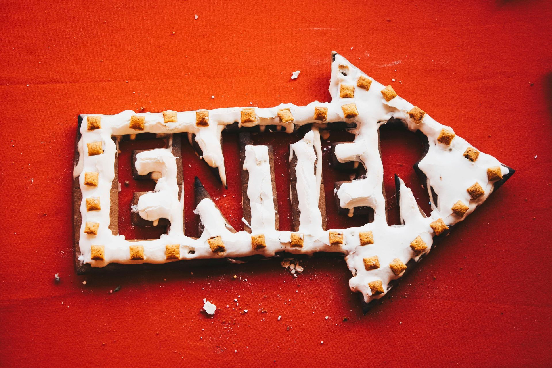 Arrow-shaped sign with 