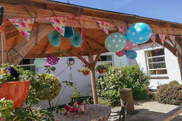 vibrant bunting at Torr House