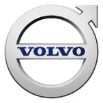 Volvo logo: Silver circle with upward arrow and blue 