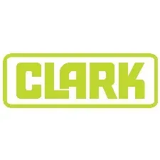 Clark logo: lime green wordmark inside a rounded rectangle outline on a white background.
