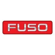 FUSO logo: White, bold letters on a red rectangular background.