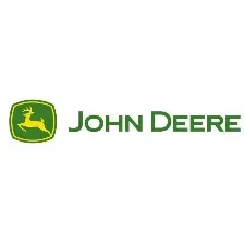 John Deere logo: yellow deer in green shield, next to green 