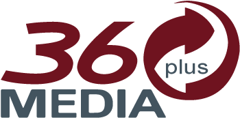36 plus Media logo in maroon and gray with a circular arrow icon