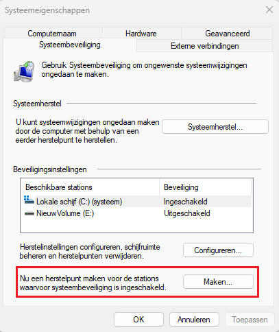 Herstelpunt windows 11