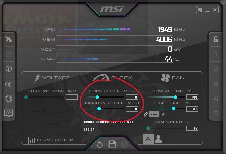 MSI Afterburner MHz verhogen 