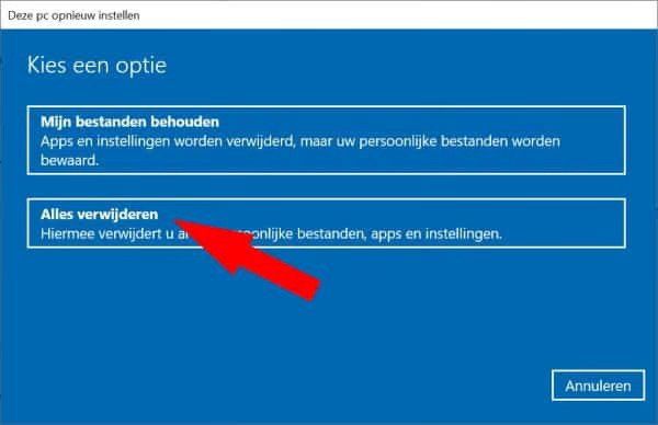 Windows 10 alles verwijderen