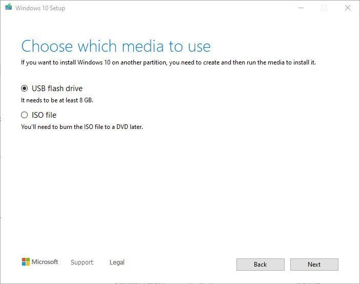 Windows media creation tool choose media