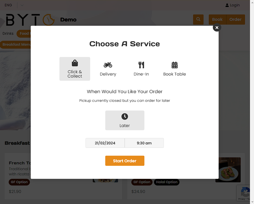 BYTO digital services for restaurants