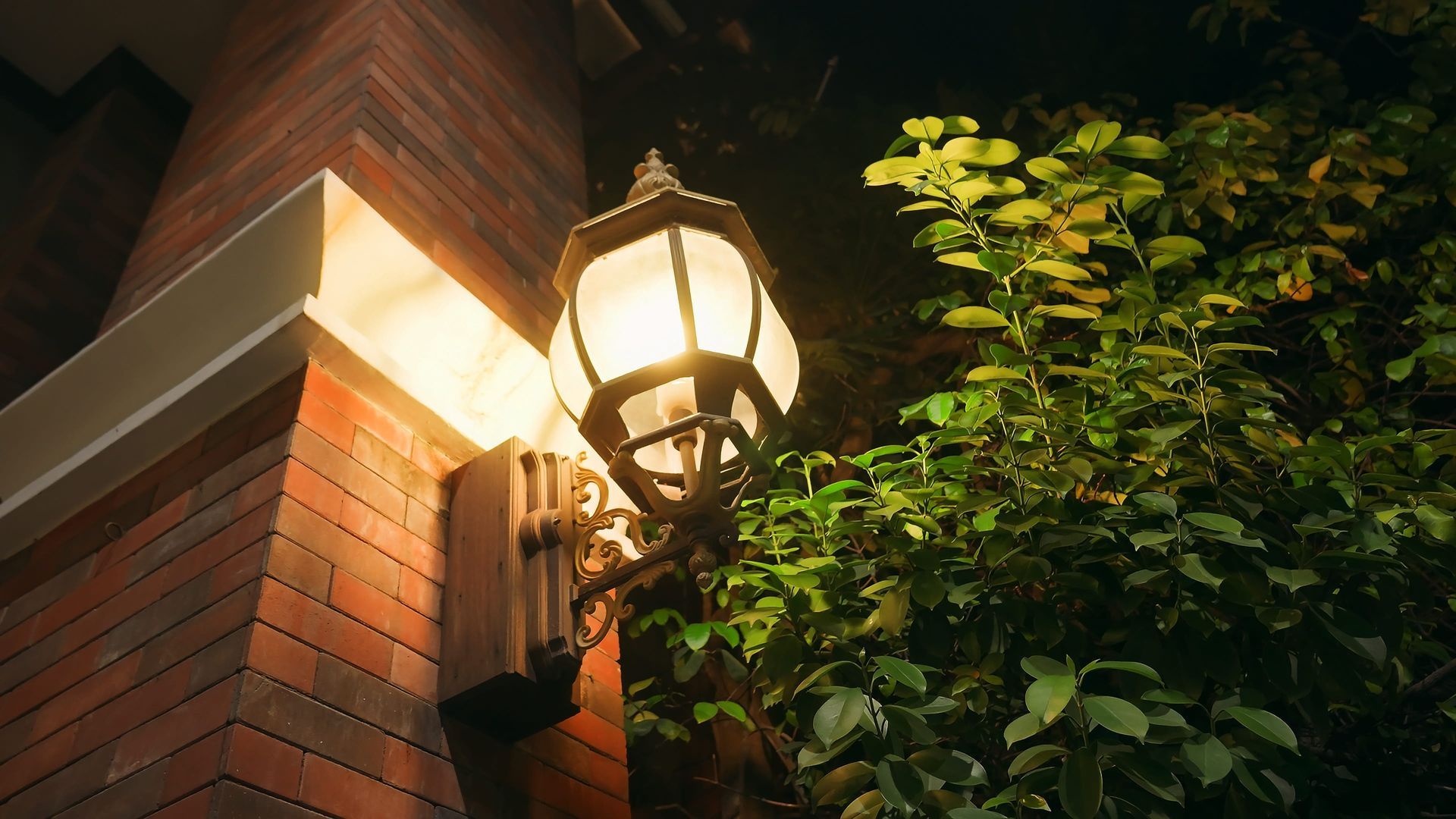 Outdoor wall light installed by residential electrician