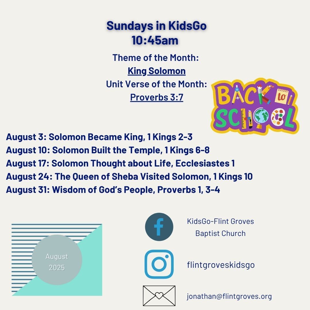 Flyer for KidsGo Sundays at 10:45 am, themed