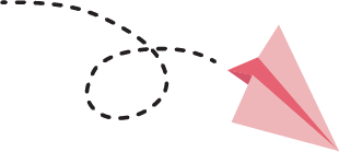 A pink paper airplane is flying through the air.