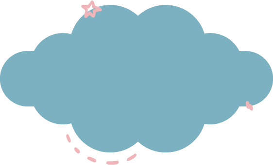 A blue cloud with a pink star on top of it.