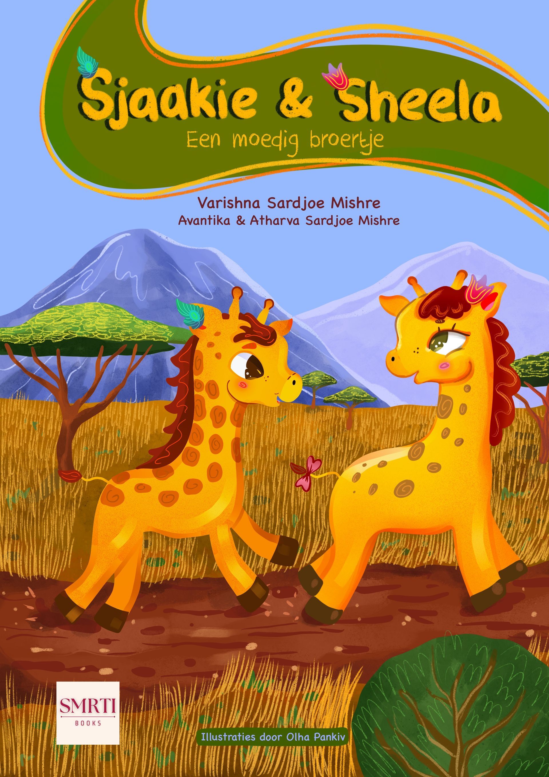 Varishna, SMRTI Books, Sjaakie en Sheela, Giraffen, kinderboeken, kleurboek, dierenbescherming, natuurbescherming