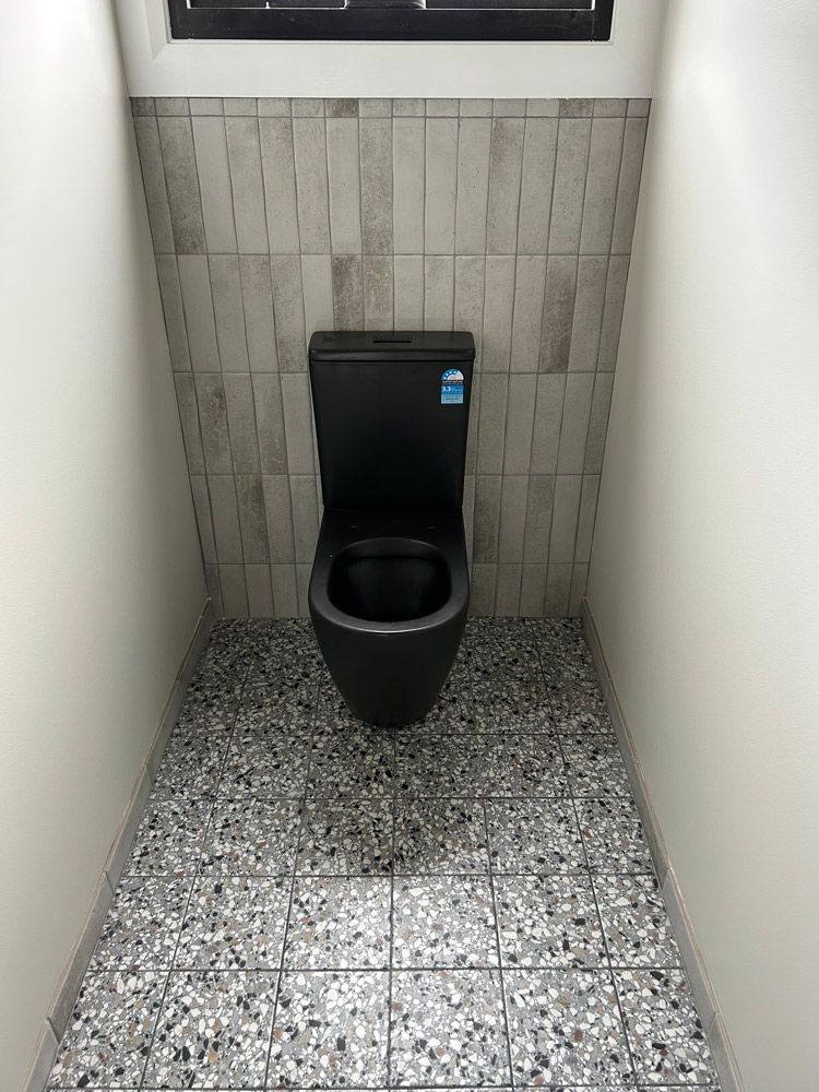 Black Toilet Bowl Installed