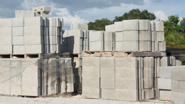 A bunch of concrete blocks are stacked on top of each other
