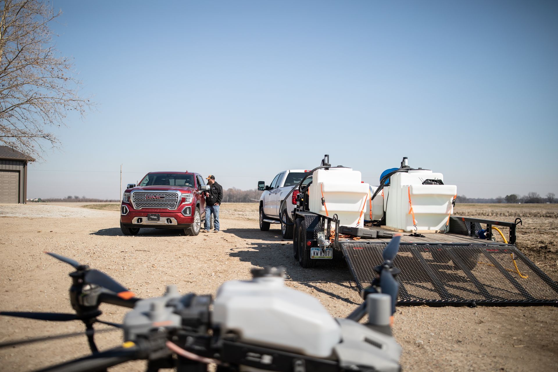 Flatbed trailer set up in Arkansas