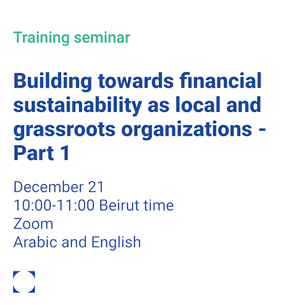 a training seminar on building towards financial sustainability as local and grassroots organizations part 1