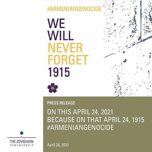 A screenshot of a cover letter by The Zovighian Partnership on the Armenian Genocide Remembrance Day