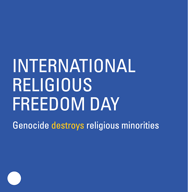a blue poster for international religious freedom day