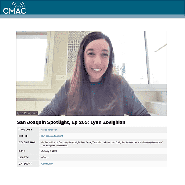 A screenshot of San Joaquin Spotlight featuring Lynn Zovighian