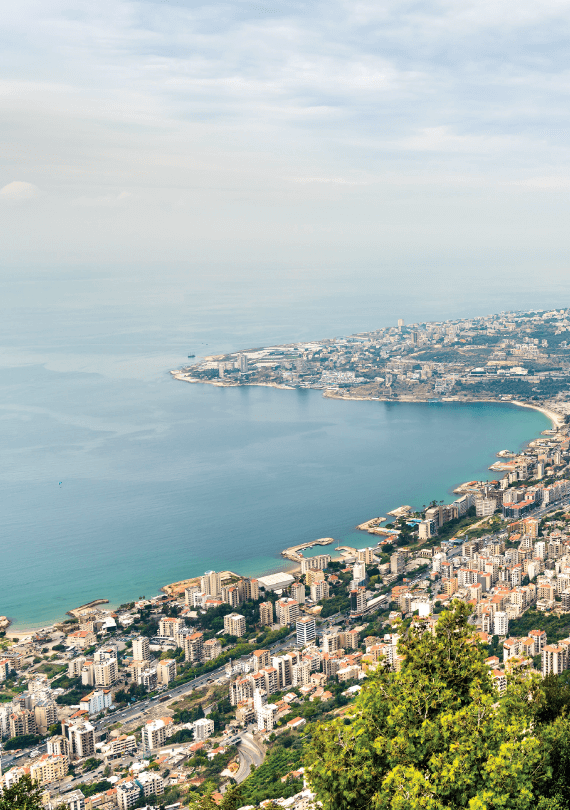 An arial view of the Lebanese coast