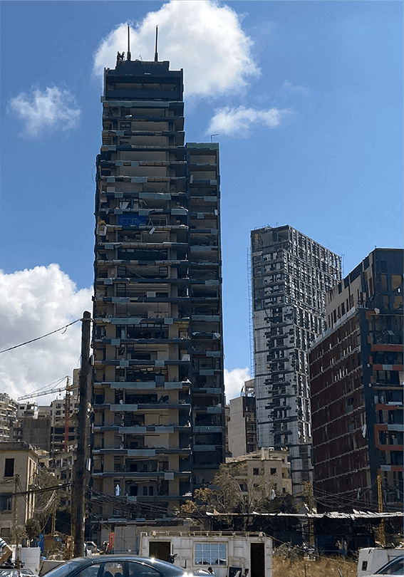 Destroyed building in Beirut Downtown after the Beirut Explosion