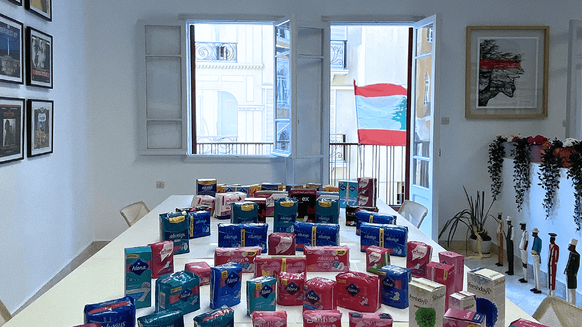 Photo of women's sanitary products at the ZP office