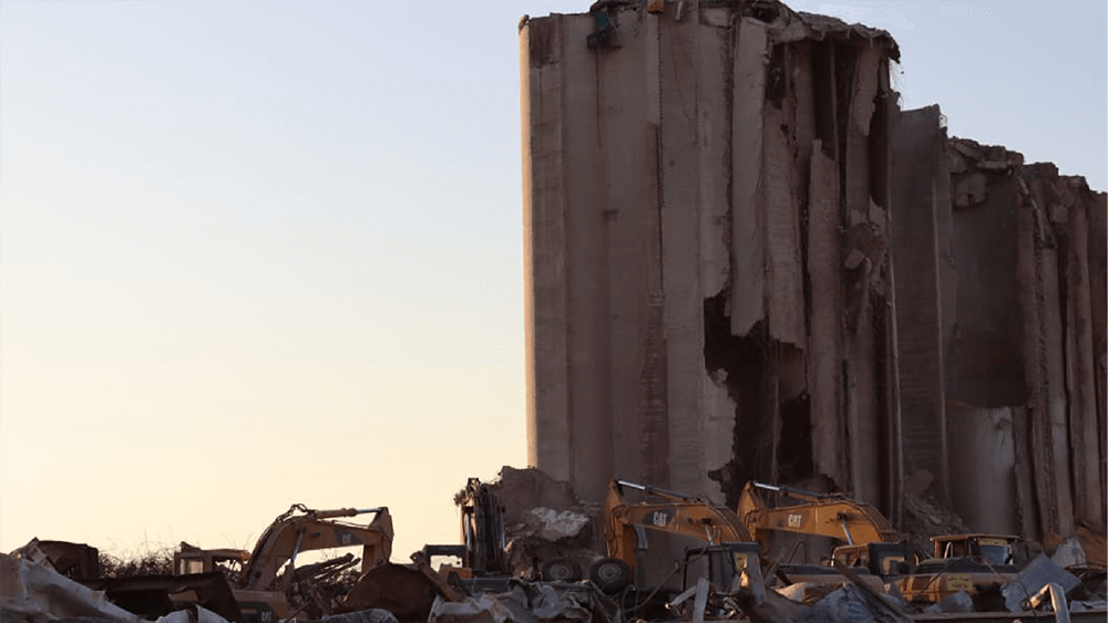 The silos at the Beirut Explosion site