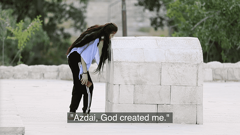 A girl in the Lalish temple