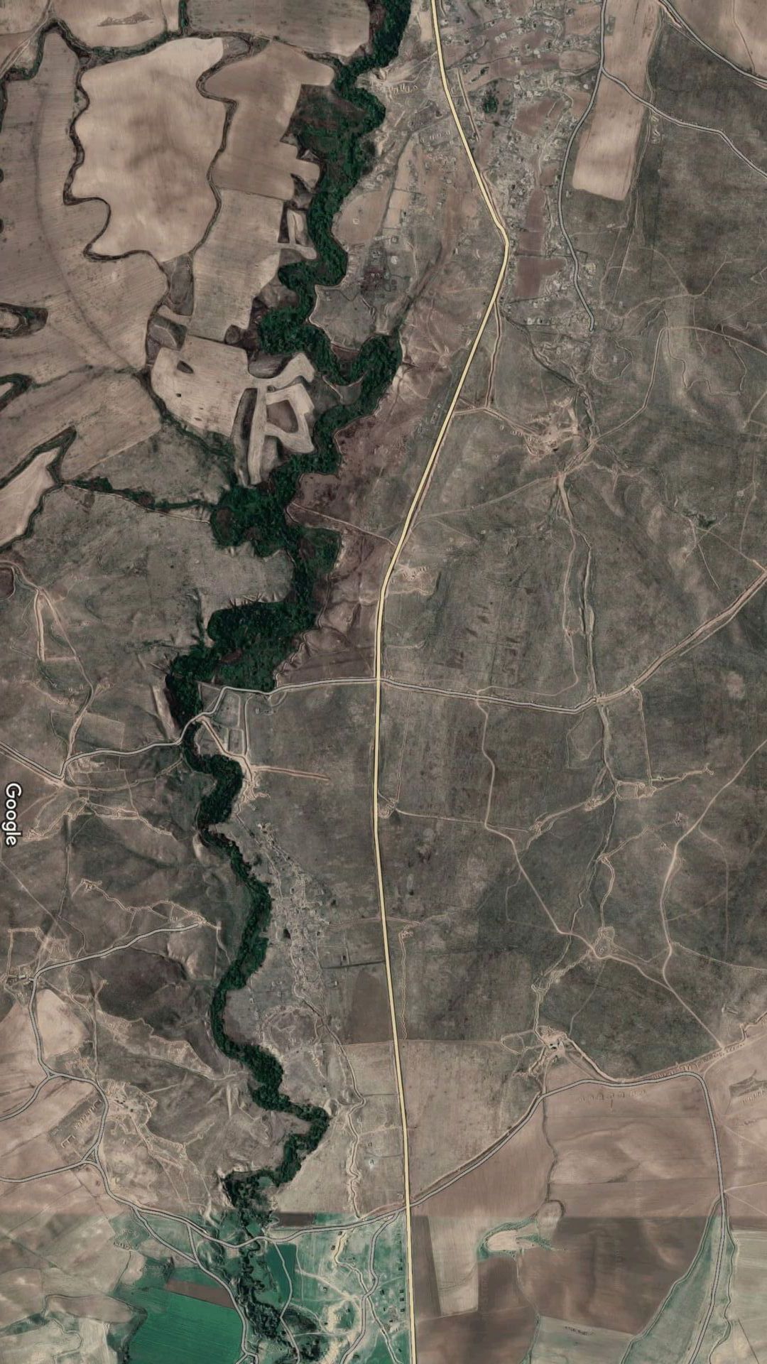 an arial mage of Lachin corridor on Google earth