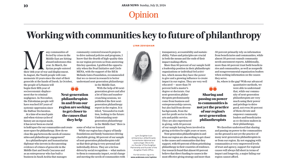 A newspaper article about working with communities key to future of philanthropy