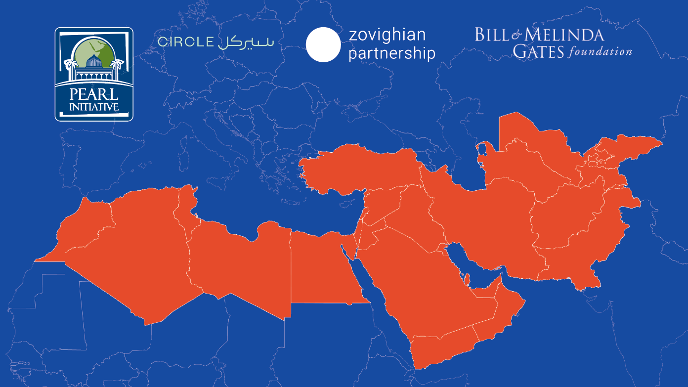 A map of the middle east is shown on a blue background