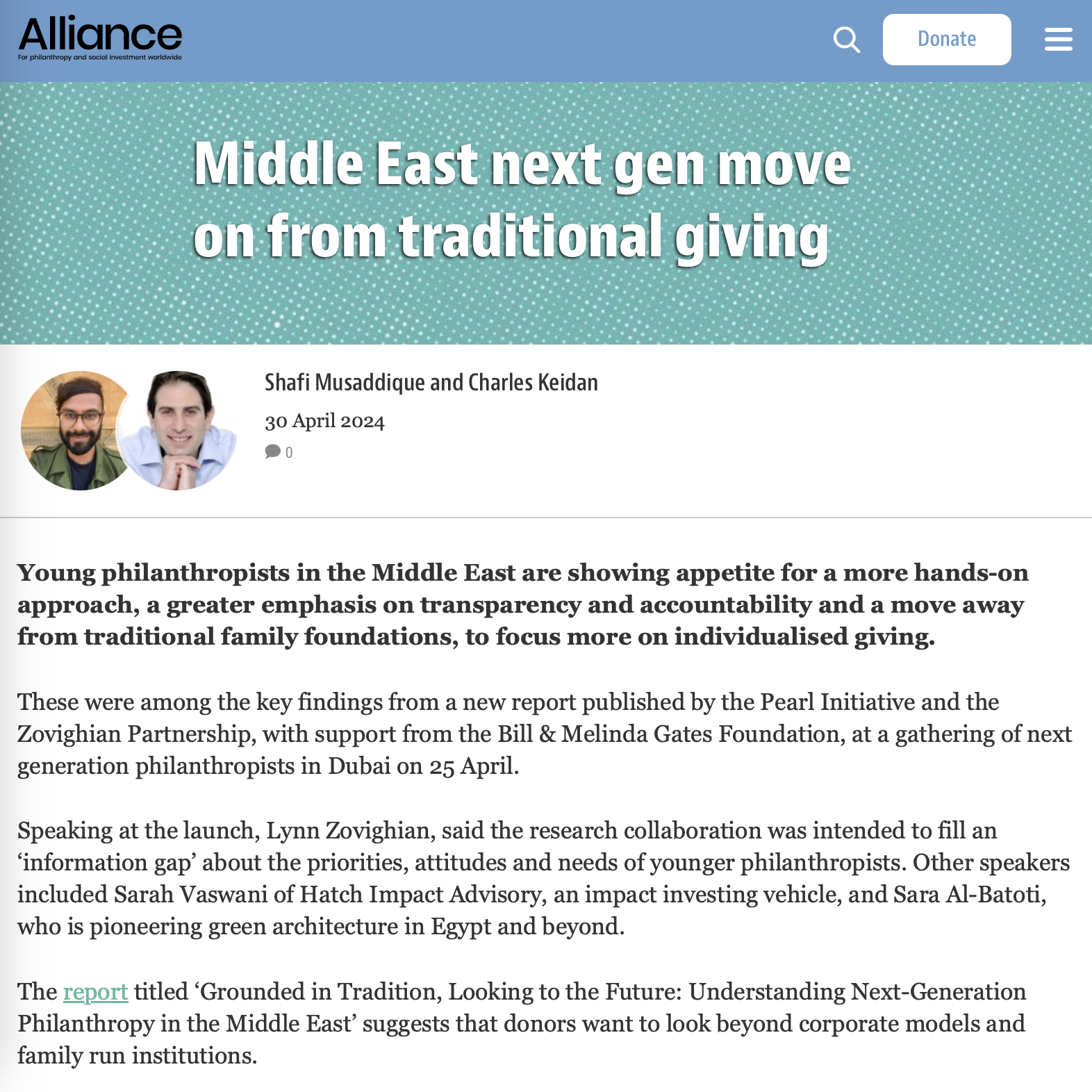 The middle east next gen move on from traditional giving
