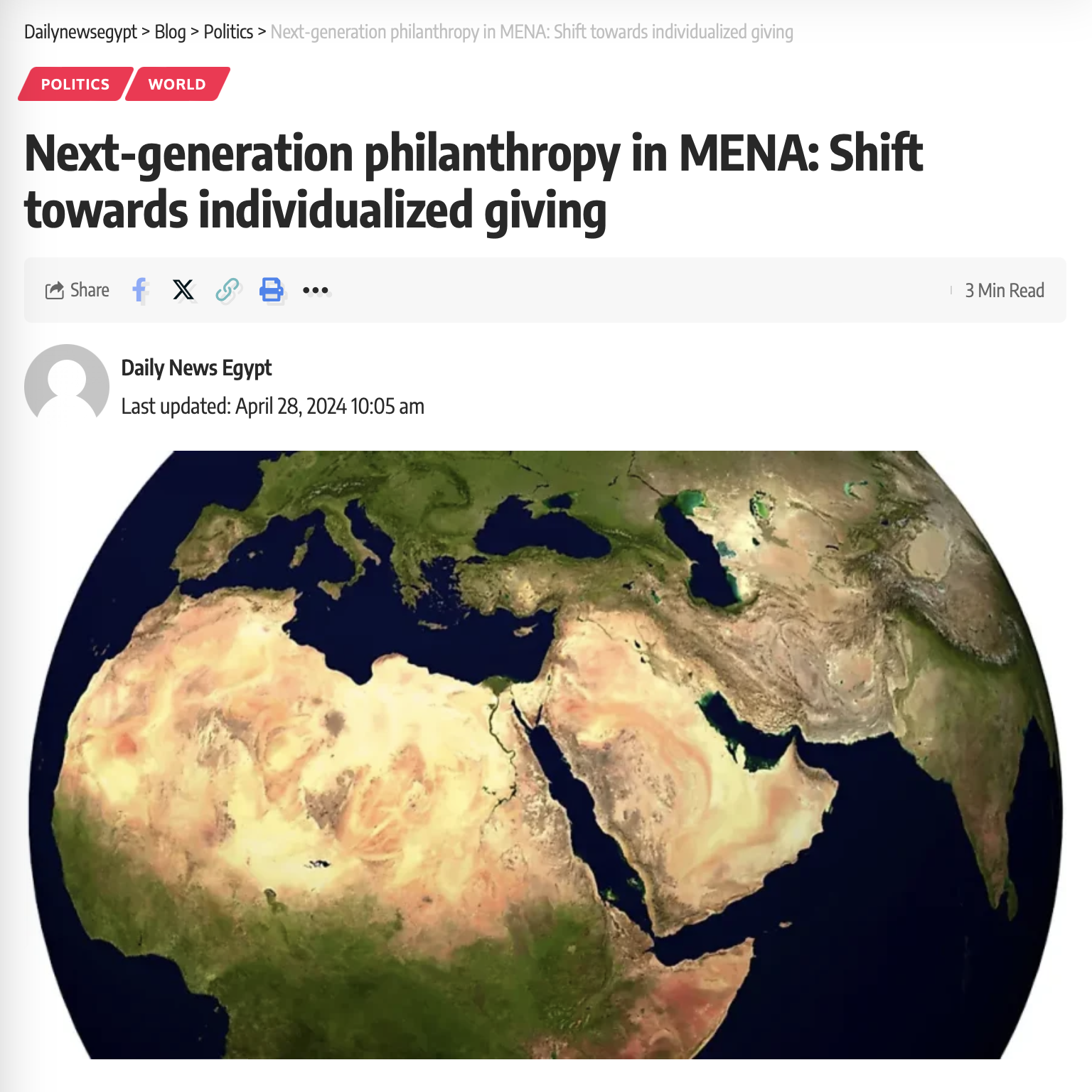 A screen shot of a website that says next generation philanthropy in MENA shift towards individualized giving