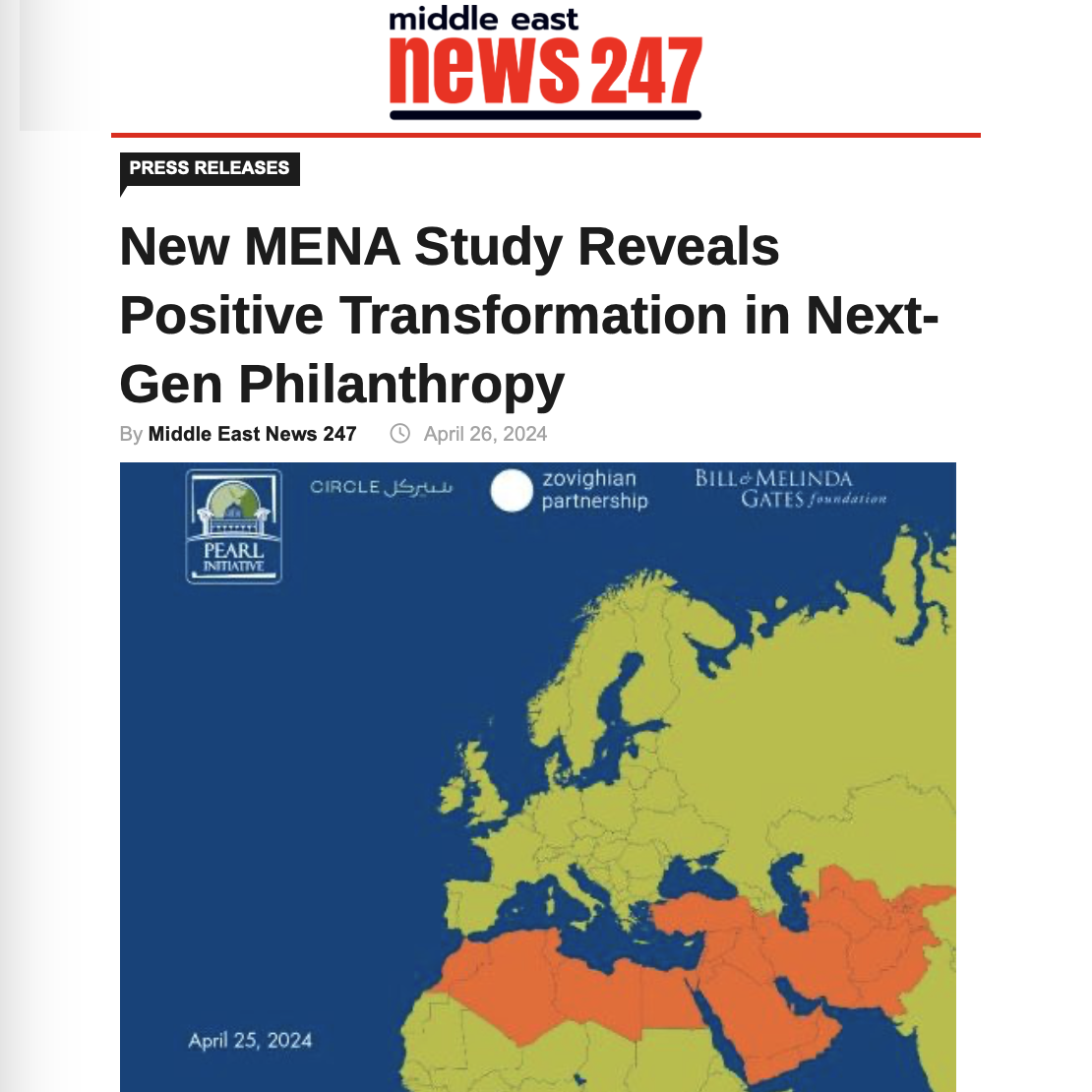 A newspaper article about a new mena study reveals positive transformation in next gen philanthropy