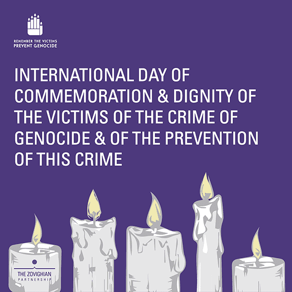 Illustration of 5 candles on the occasion of the international day of commemoration of victims of genocide