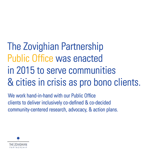 The Zovighian Partnership was enacted in 2015 to serve communities written message illustration