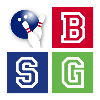 Palla da bowling e birilli con le iniziali 