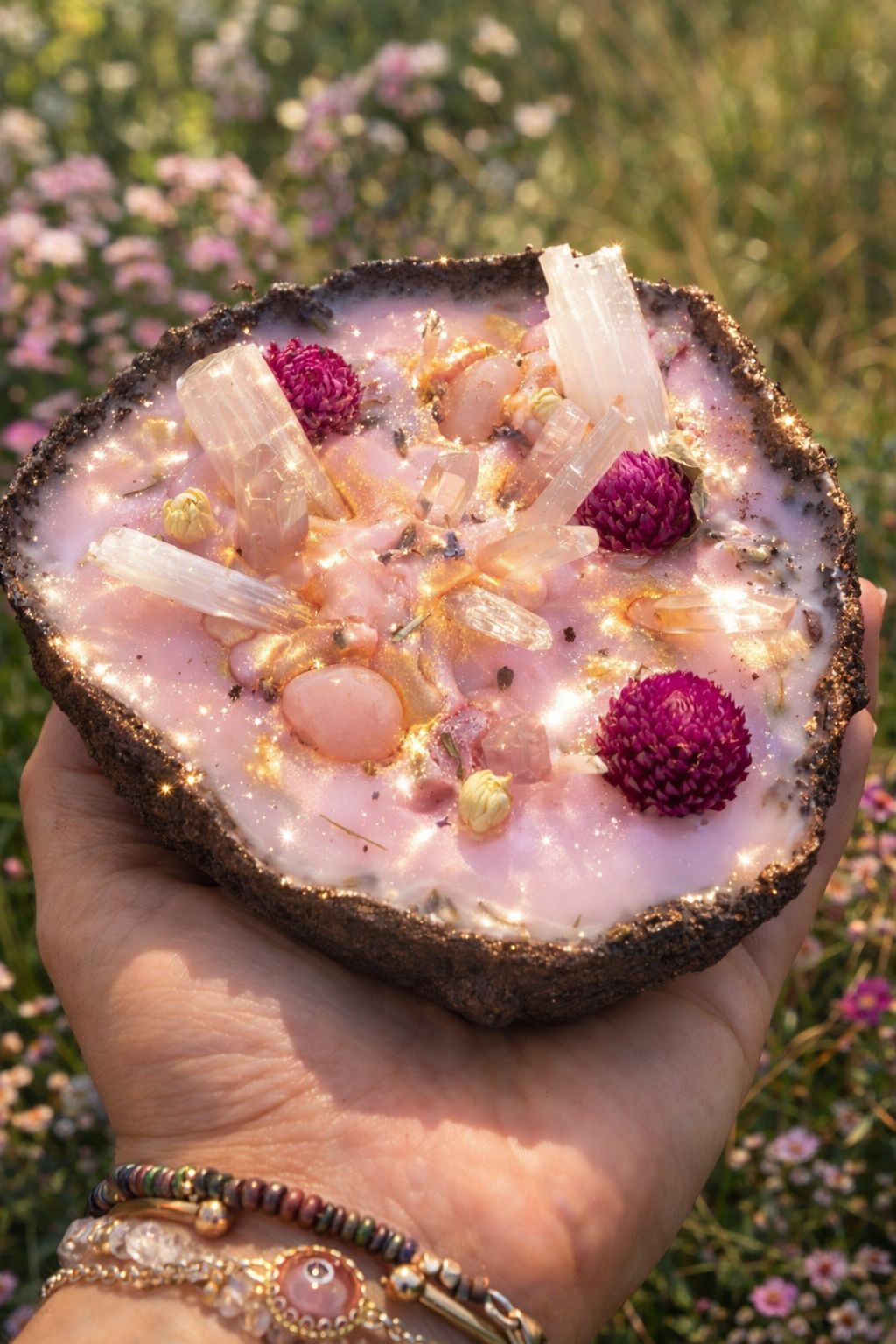 Sacred Bloom New Moon Earth Candle