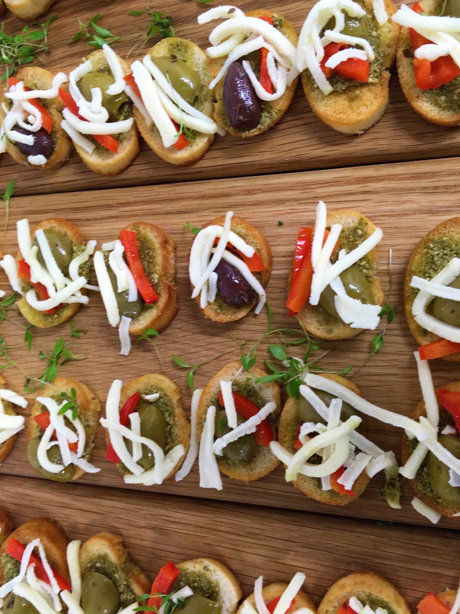 Canapes On Wooden Plank