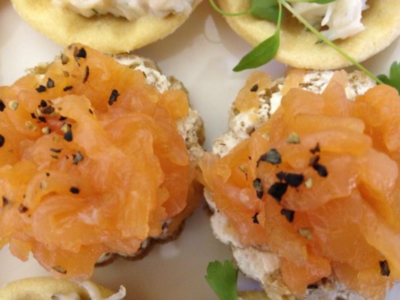 Local smoked salmon canapés